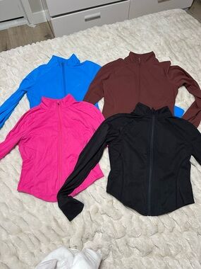 Lot of 4 Zip-Up Active Jackets - Blue, Pink, Brown, Black